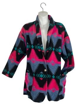 Vintage Westbourne Southwest Aztec Print Fleece Jacket Size Medium